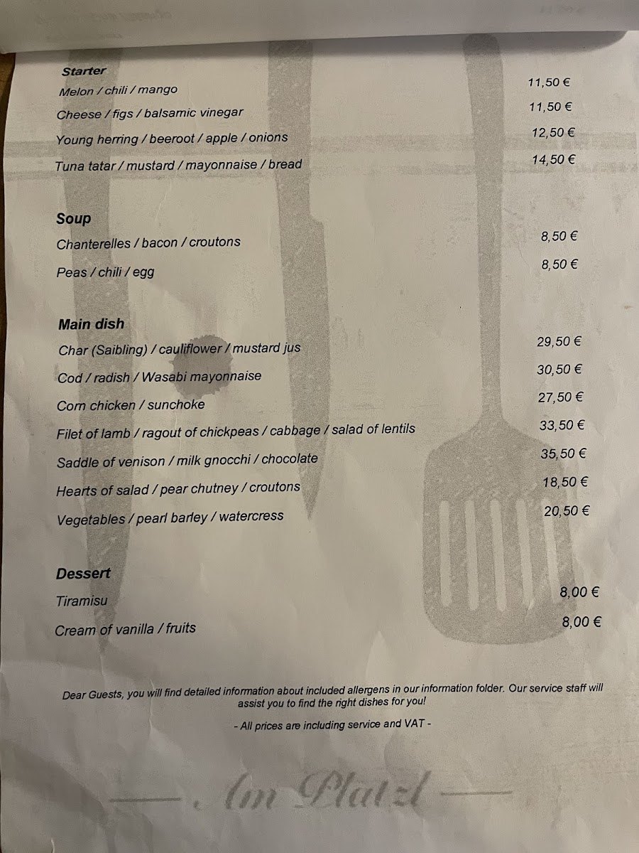 Speisekarte von Am Platzl